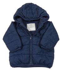 Tmavomodrá šusťáková zimní bunda s kapucí George