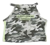 Bílo-khaki army crop top s nápisem Page one young