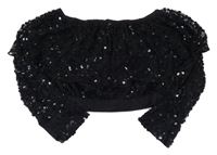 Černá crop flitrová halenka se síťovinou River Island