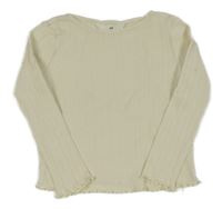 Smetanové žebrované crop triko H&M