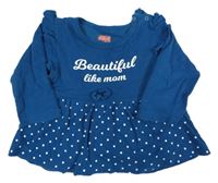 Petrolejové puntíkaté šaty s všitým body 