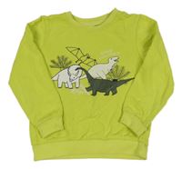Limetková mikina s dinosaury Lupilu