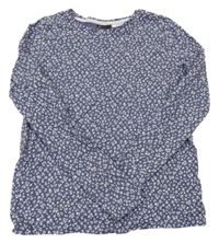 Tmavomodré květované triko H&M