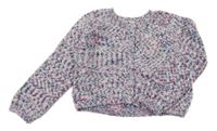 Bílo-barevný melírovaný propínací crop svetr F&F