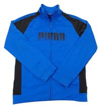 Safírovo-černá sportovní propínací mikina s nápisem Puma