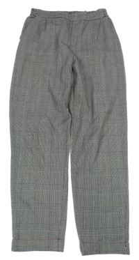 Šedo-černé kostkované lehké kalhoty H&M