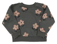 Antracitovo-růžová květovaná mikina Primark