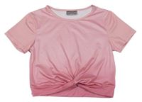 Růžové ombré sportovní crop tričko 
