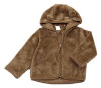 Hnědá chlupatá propínací mikina s kapucí H&M