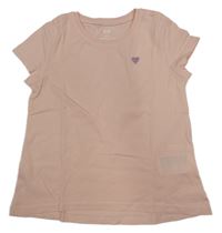 Světlerůžové tričko se srdíčkem H&M