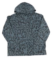 Modrošedá mikina s nápisy a kapucí H&M