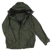 Khaki melírovaná šusťáková podzimní bunda s odepínací kapucí H&M