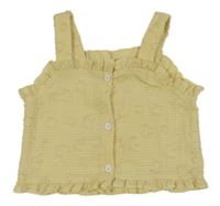 Žlutý vzorovaný propínací crop top Shein