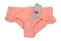 Nové - Neonově oranžové žebrované plavkové kalhotky s volánky Primark