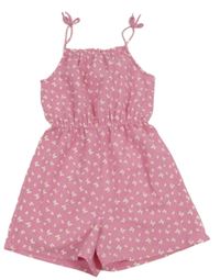 Růžový lehký kraťasový overal s motýlky Primark