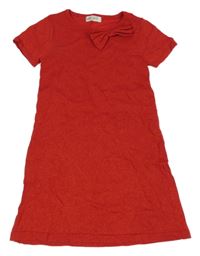 Červené třpytivé pletené šaty s mašlí H&M