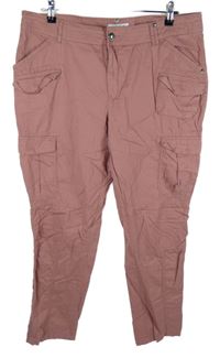Dámské starorůžové plátěné cargo kalhoty s kapsami C&A