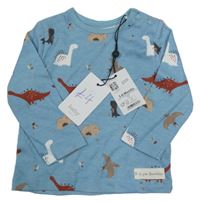 Nové - modrošedé melírované triko s dinosaury M&Co