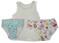 3Set -1x - Bílá košilka s mašličkou  + 2x - kalhotky PRIMARK