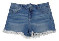 Modré riflové kraťasy s krajkou Denim Co.