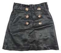 Černá koženková sukně s gombíky River Island