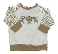 Bílo-hnědá mikina se zvířátky a vzorem H&M