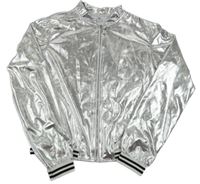Stříbrný crop lehký bomber 