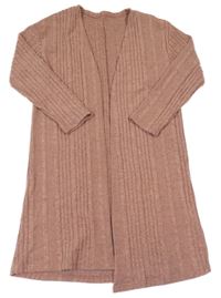 Růžový melírovaný žebrovaný úpletový cardigan Shein