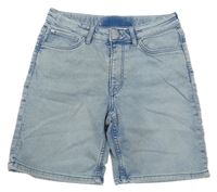 Světlemodré regular fit waist teplákové riflové kraťasy H&M