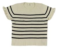 Smetanovo-černé pruhované žebrované pletené tričko H&M