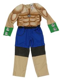 Kostým - Béžovo-modro-černý overal - wrestler