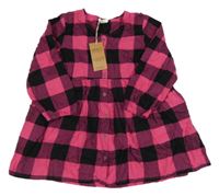 Nové - Tmavorůžovo-černé kostkované propínací šaty Next