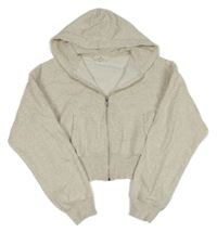 Béžová melírovaná propínací crop mikina s kapucí H&M