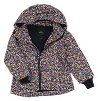Černo-barevně kytičkovaná šusťáková podzimní parka s odepínací kapucí name it.