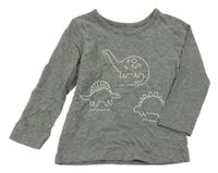 Šedé melírované triko s dinosaury George