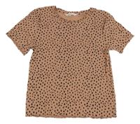Starorůžové puntíkaté žebrované tričko H&M