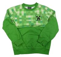 Zeleno-kostkovaná mikina s Minecraft