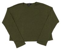 Khaki úpletové crop triko New Look