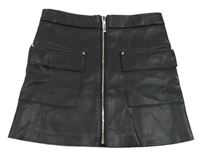 Černá koženková sukně se zipem River Island