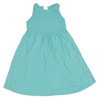 Světlemodré bavlněné šaty s madeirou Primark 