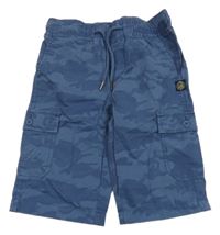 Modré army riflové slim cargo kraťasy
