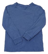Tmavomodré žebrované triko H&M