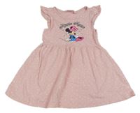 Světlerůžové puntíkaté šaty s Minnie a volánky PRIMARK