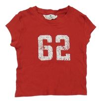 Červené žebrované crop tričko s číslem H&M