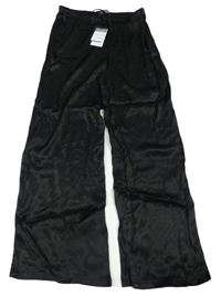 Nové - černé sametové wide leg lehké kalhoty Primark