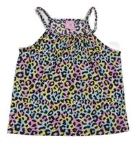 Růžovo-světlemodro-žlutý top s leopardím vzorem Kiki&Koko