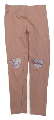 Starorůžové legíny s třpytivými srdíčky H&M