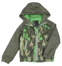 Khaki-béžovo-zelená army šusťáková jarní bunda s kapucí Terranova 