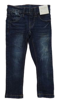 Nové - Tmavomodré elastické skinny rifle ZEEMAN 