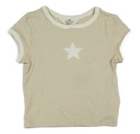 Béžové crop tričko s hvězdou H&M